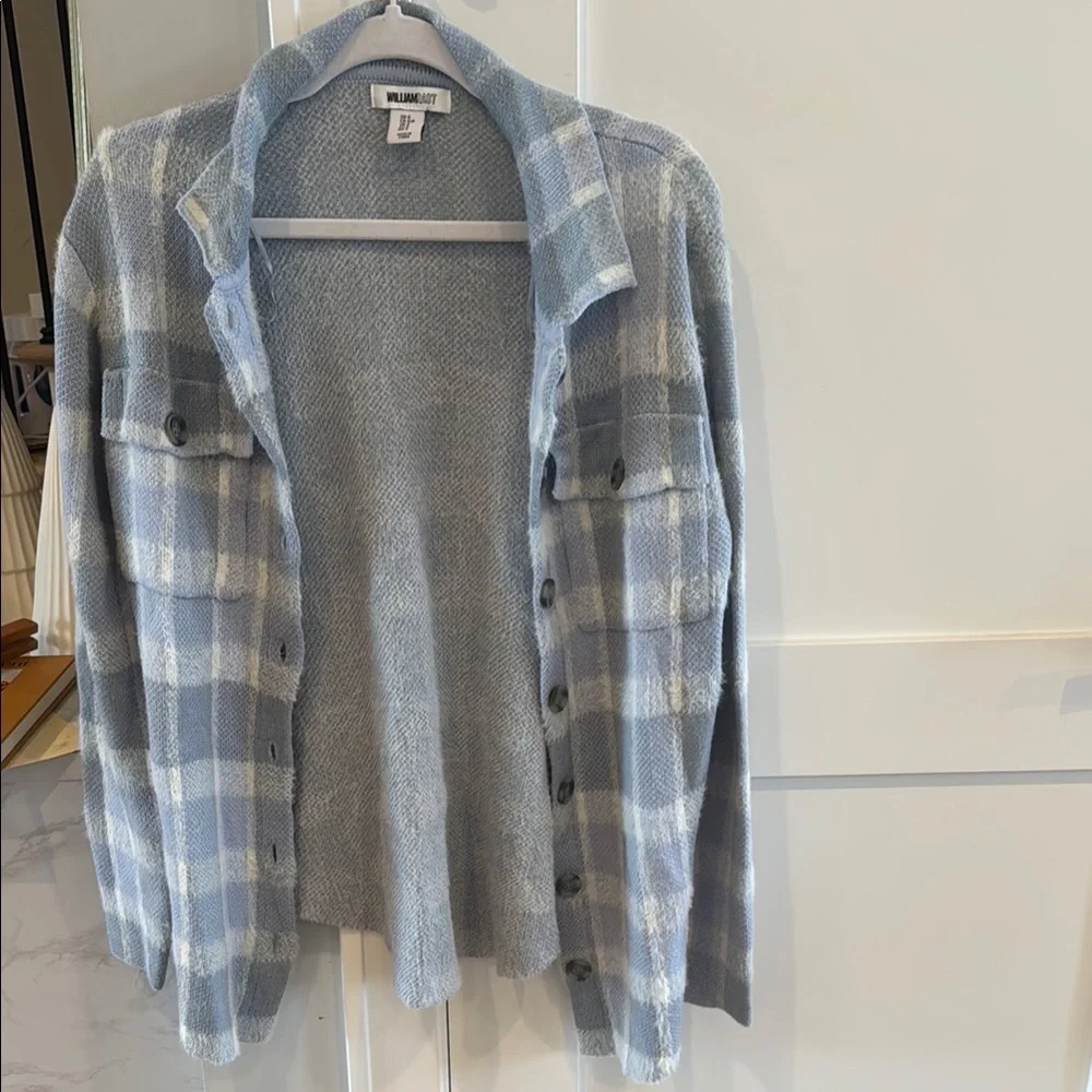 William Rast Blue and White Cardigan Sweater - Picture 3 of 3